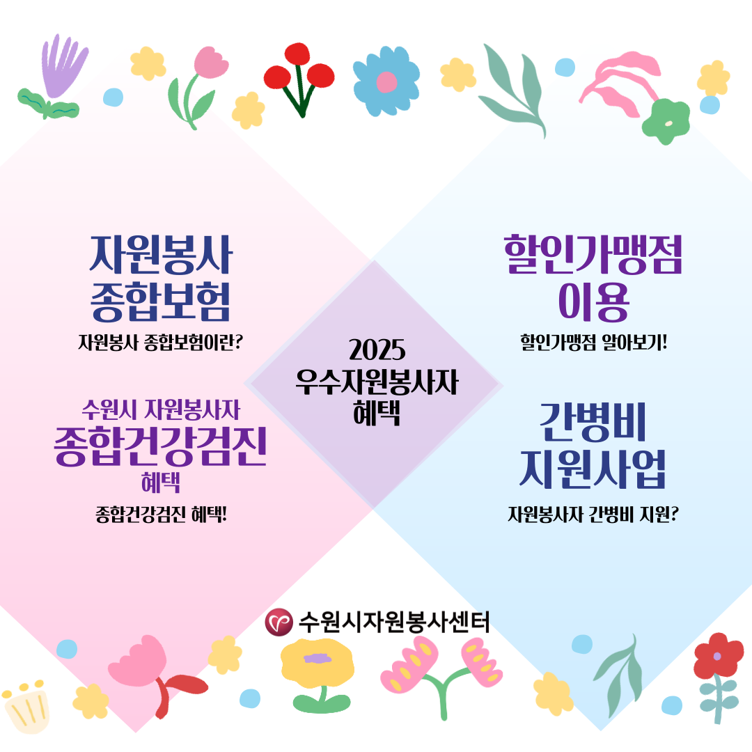[수원시자원봉사센터]<br>2025년 수원시 우수자원봉사자 혜택 안내